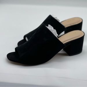 NEW!! Aldo Black Suede Sandals Mules 3" Block Heels Size